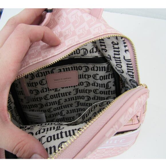 NWT Juicy Couture Pink Diamond Pullout Pouch Backpack Baby Pink Blush White
